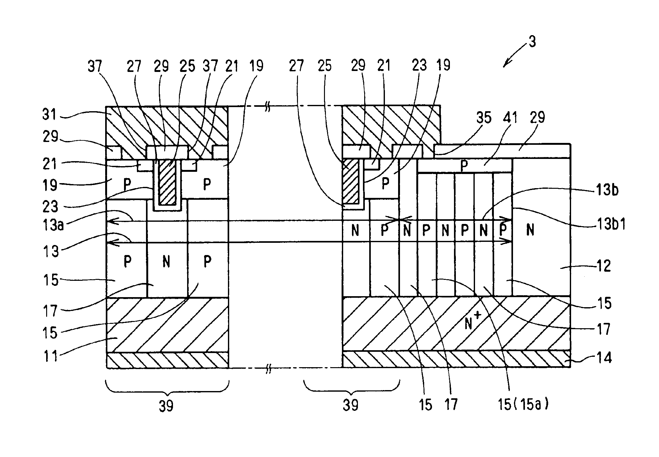 Semiconductor device having a vertical type semiconductor element
