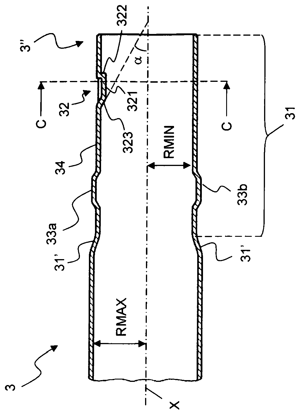 Metal tube for a vacuum cleaner, shaped with an engaging means for a suction tool or for a connection device