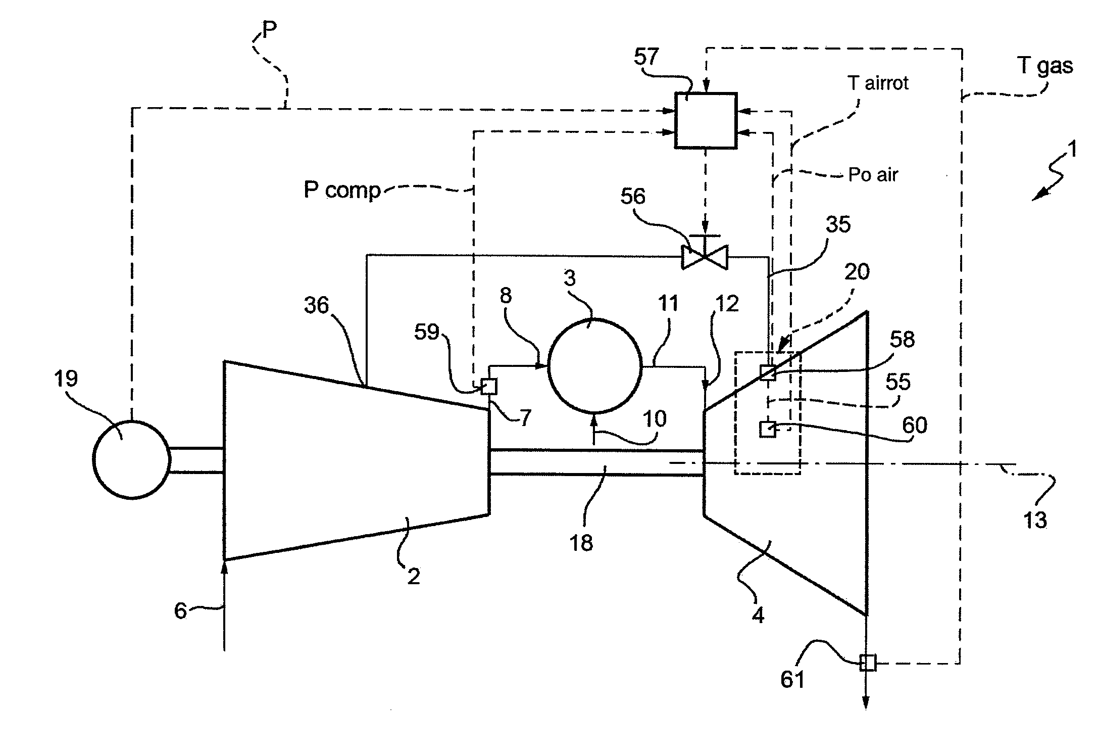 Control method for cooling a turbine stage in a gas turbine