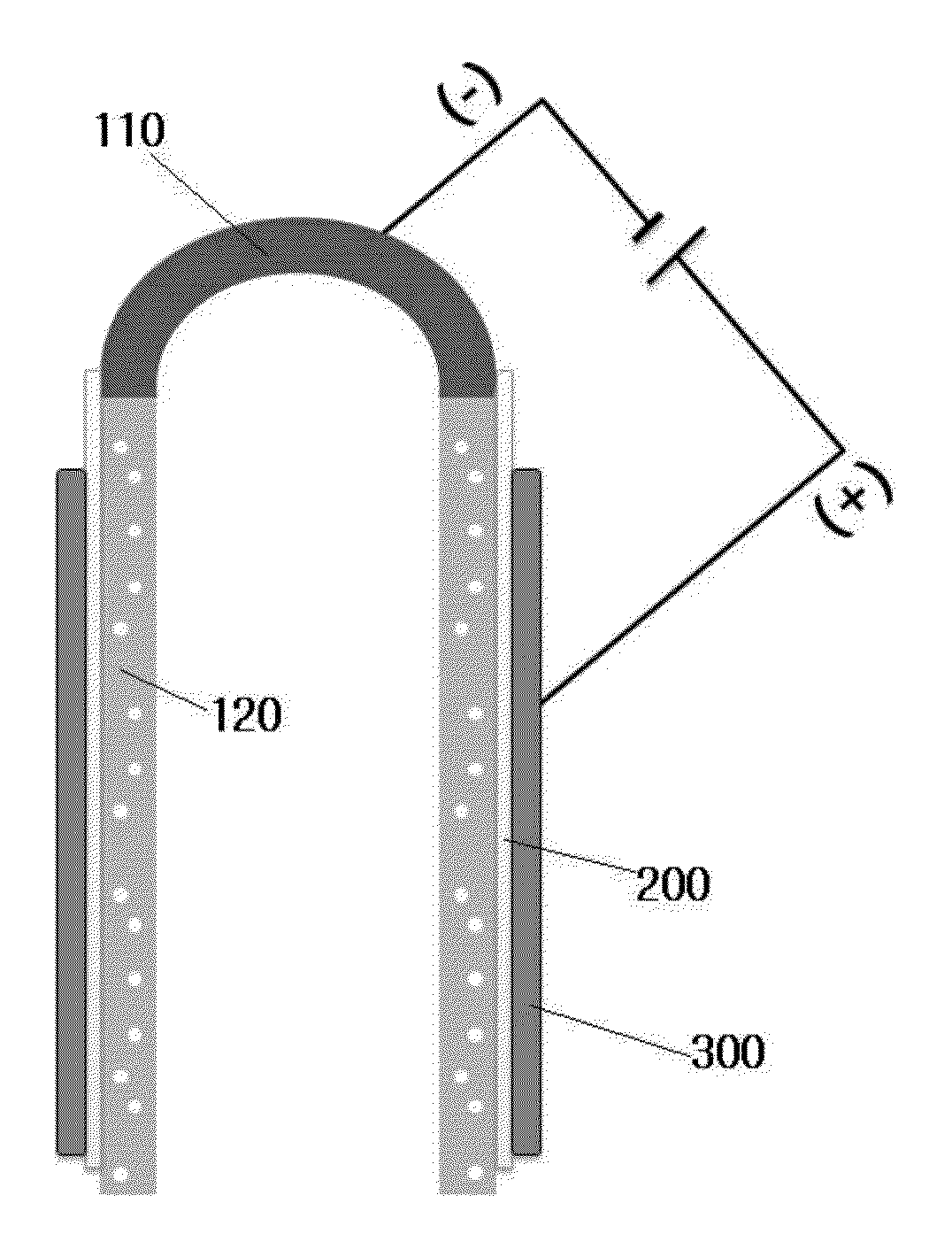 Amtec unit cell with partially opened internal electrode and method for manufacturing the amtec cell
