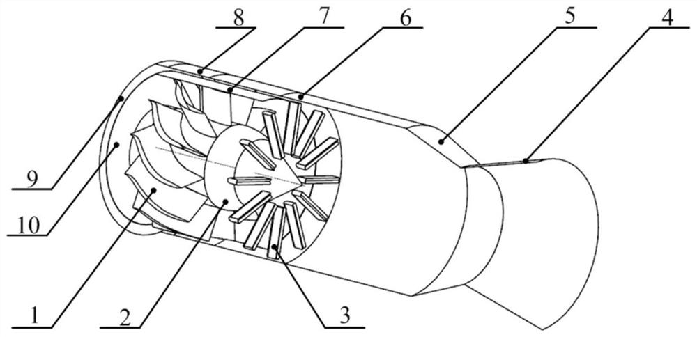 Radar and infrared comprehensive stealth structure of thrust augmentation type turbofan engine