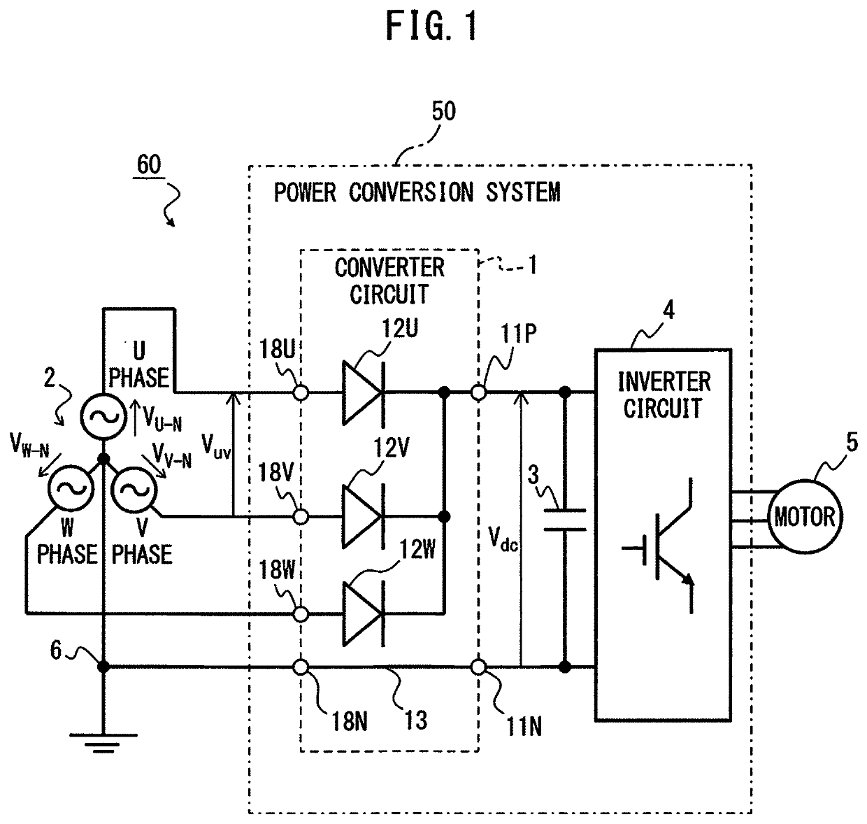 Converter circuit, power conversion system, and motor drive apparatus