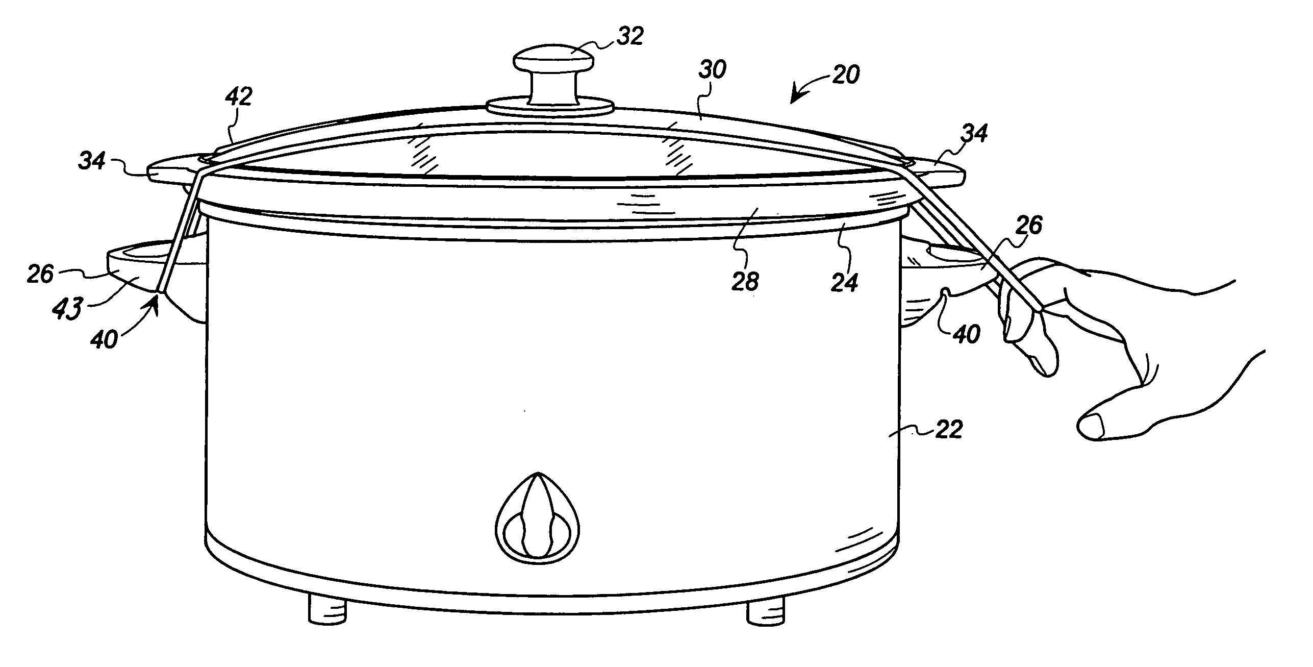 Slow cooker with lid clamp