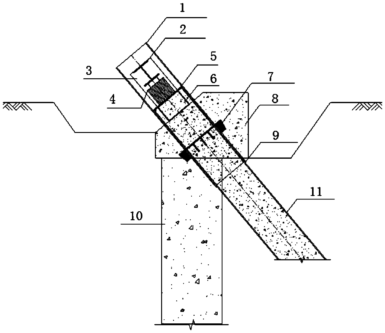 Prestressed inclined pile support and construction method thereof