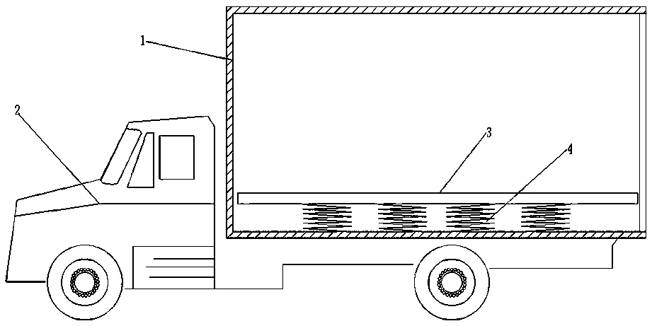 Truck with shock absorbing truck rear box