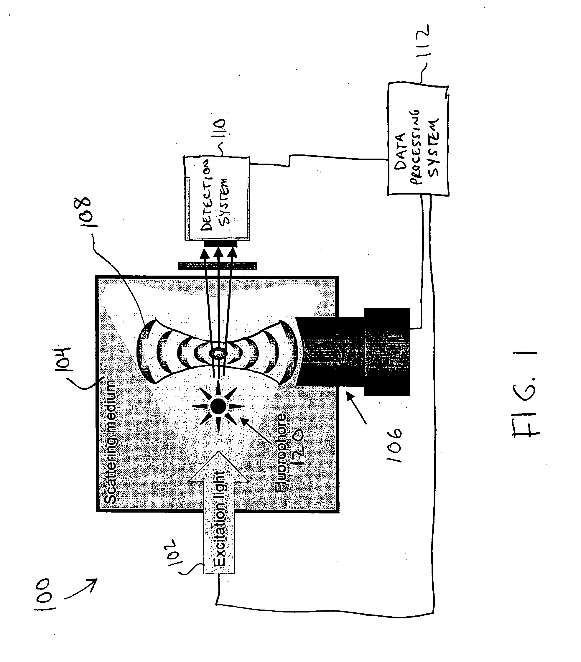Method and system for ultrasonic tagging of fluorescence