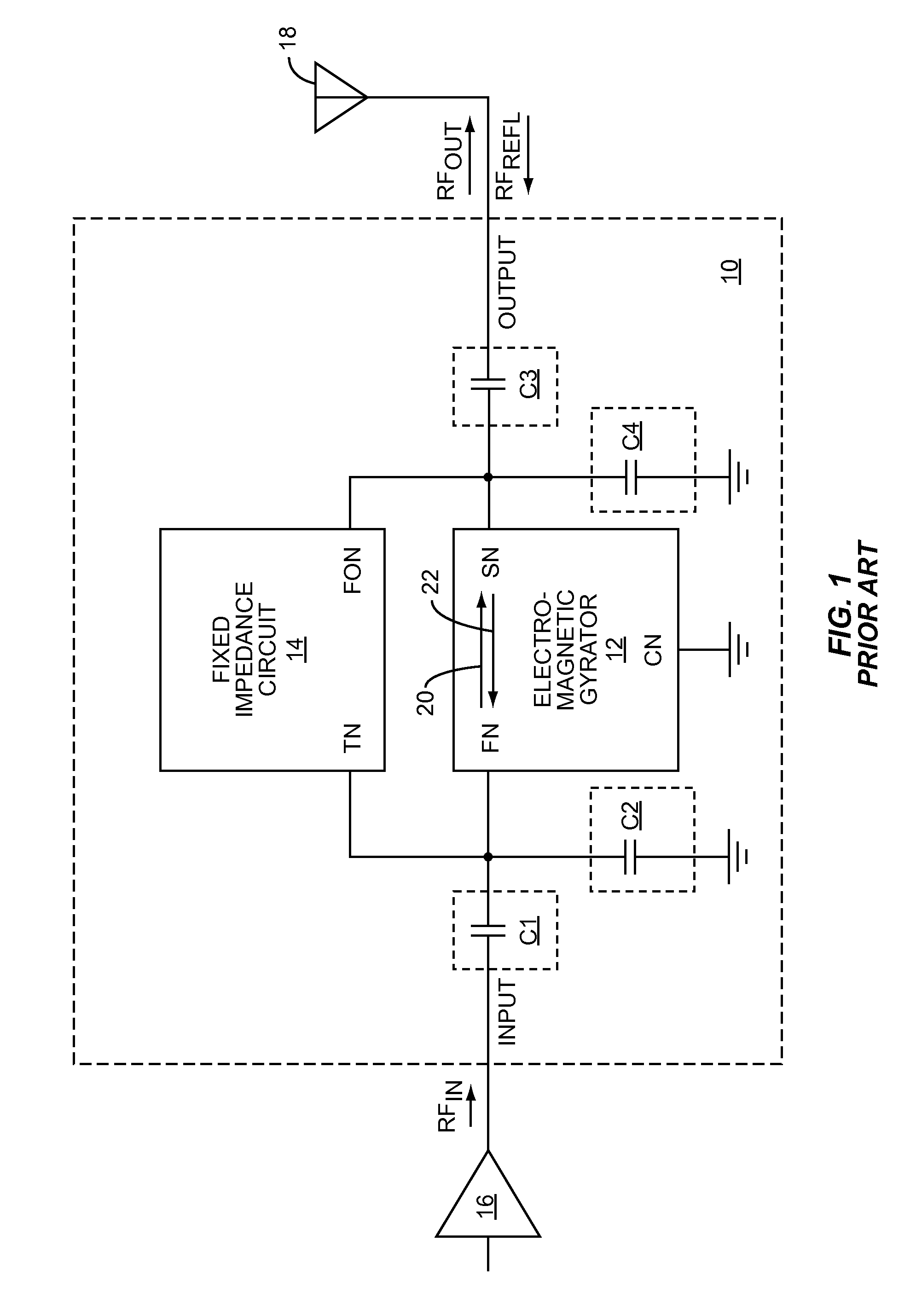 Frequency-adjustable radio frequency isolator circuitry