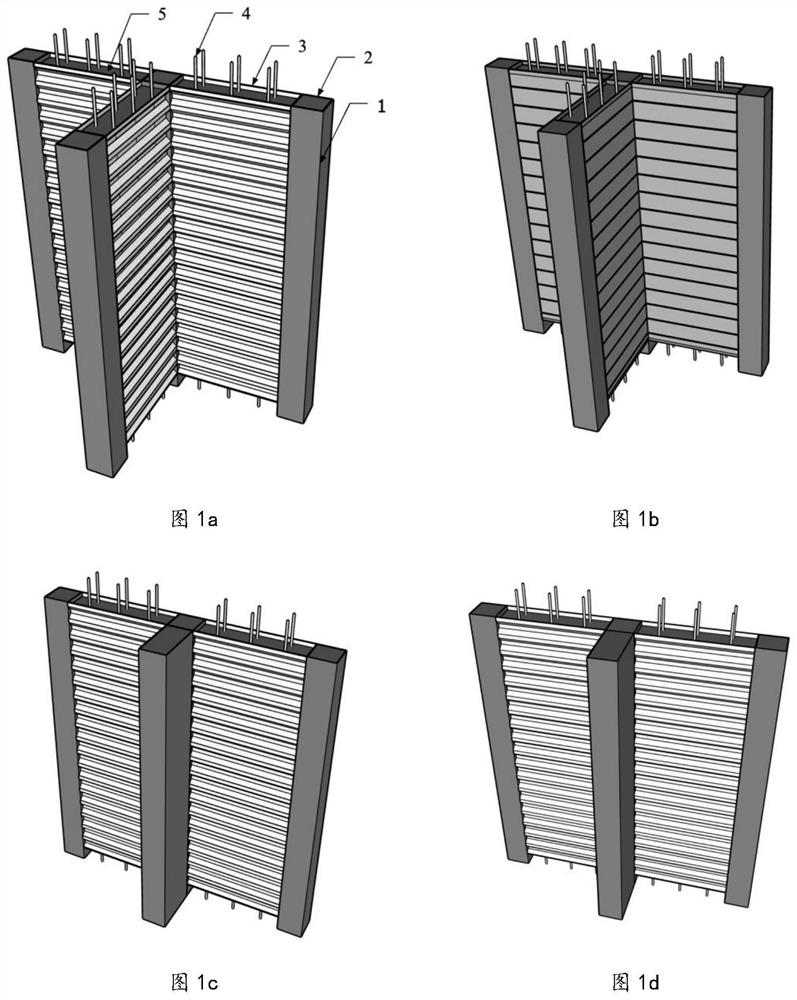 Design and construction method of T-shaped rectangular steel tube-corrugated steel plate composite wall