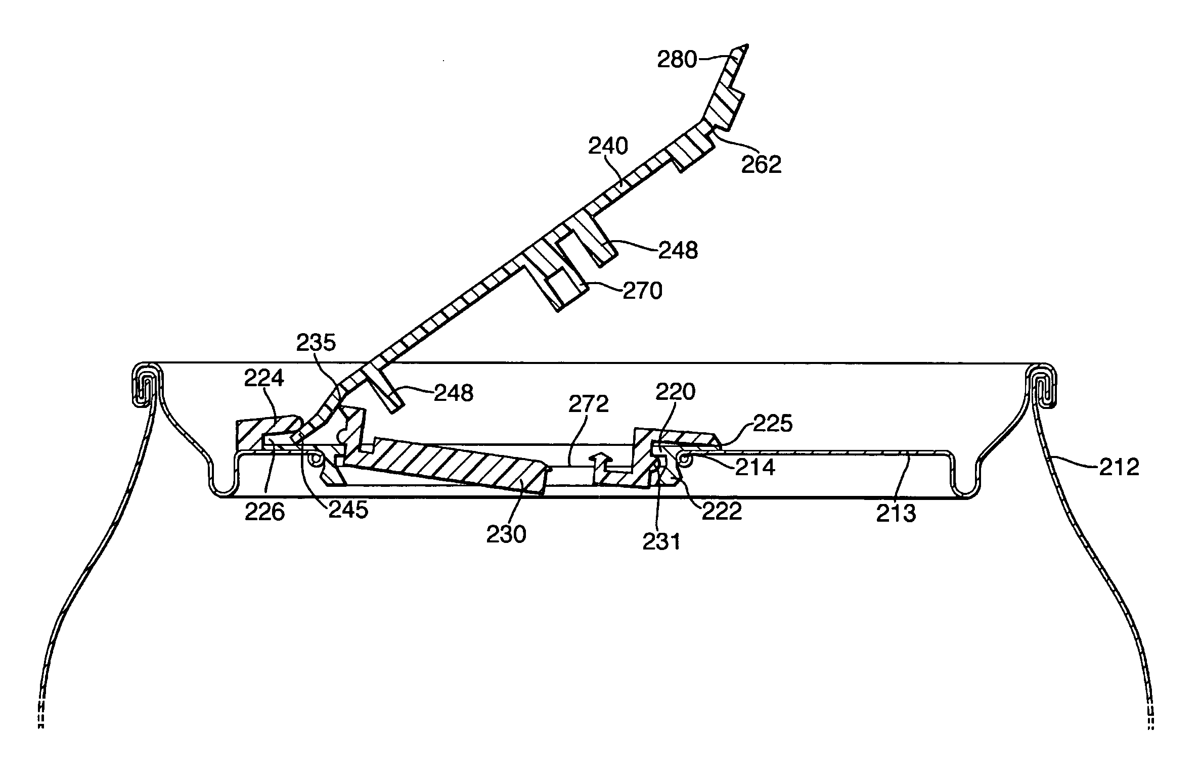 Sealing device for a container
