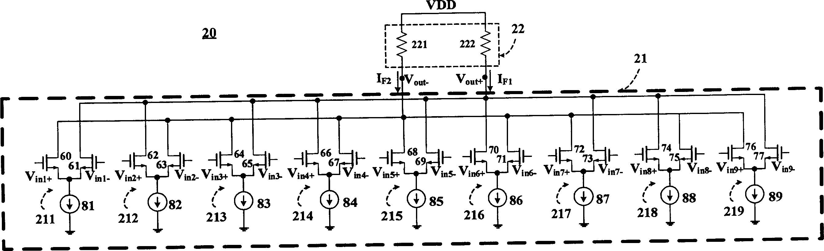 Hybrid two-layer folding circuit for high speed low-power consumption folding structure A/D converter