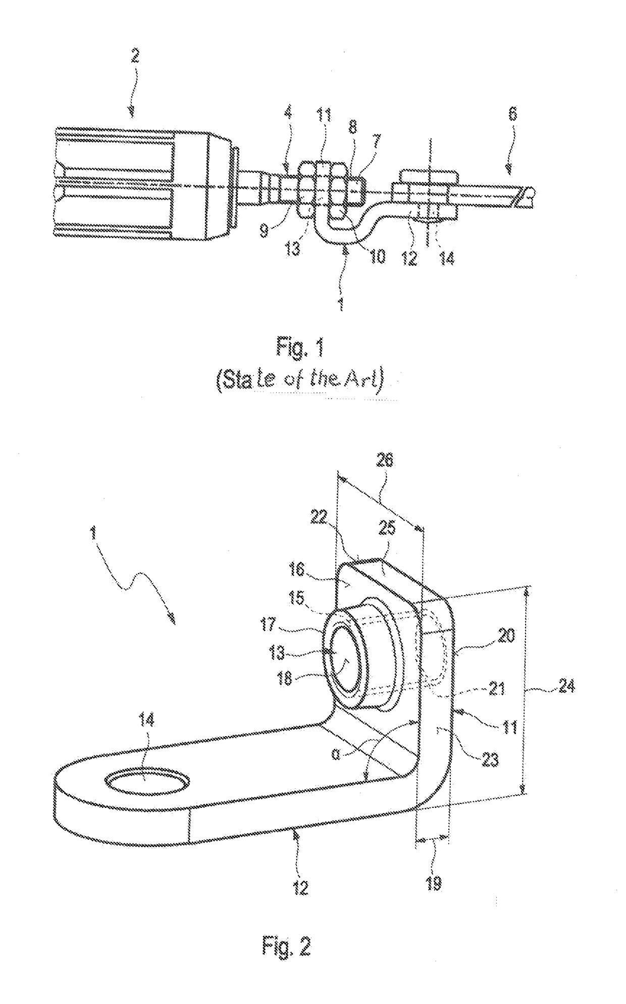 Retaining element for a control device of an exhaust gas turbocharger