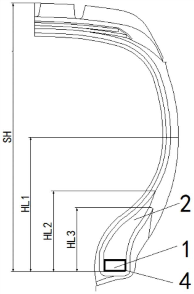 Industrial vehicle tire using rubber reinforcing part on outside of bead