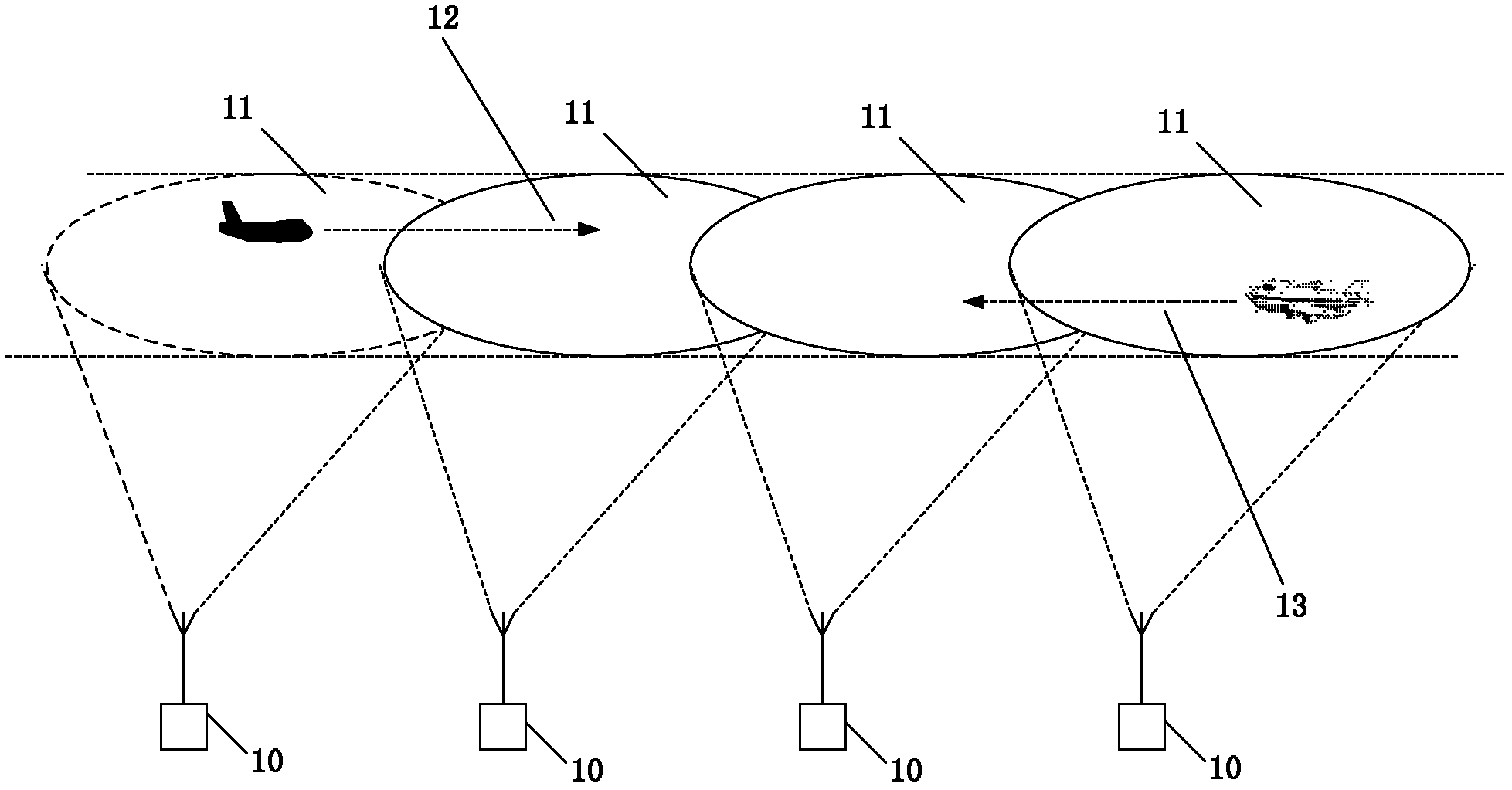 Ground-air broadband wireless communication system and method for airplane