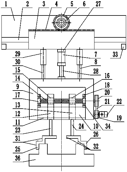 Translation type clamping and assembling device suitable for boss and base
