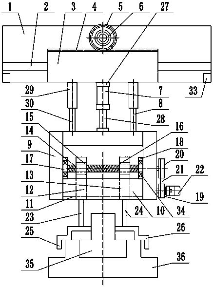 Translation type clamping and assembling device suitable for boss and base