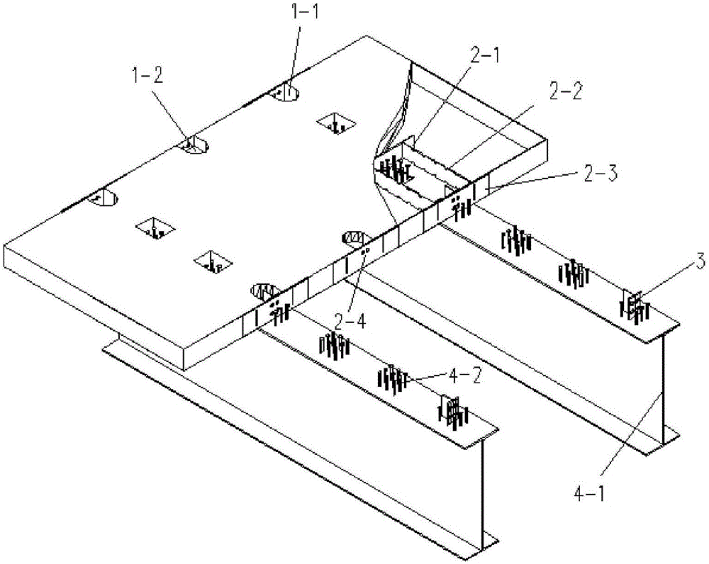 Seam bolt connection type prefabricated concrete bridge deck and prefabricating method