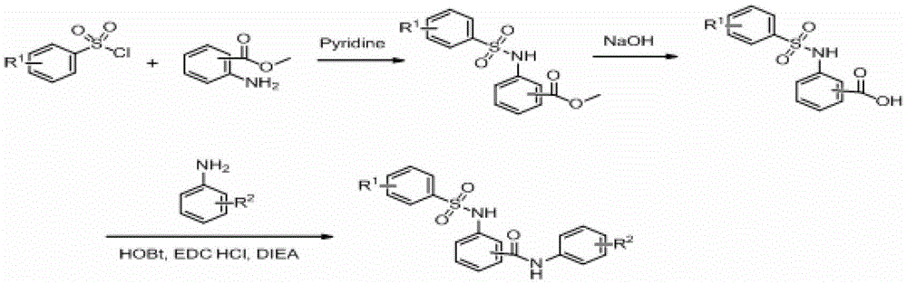 A group of benzene sulfonamido benzamide derivatives, and preparation and application thereof