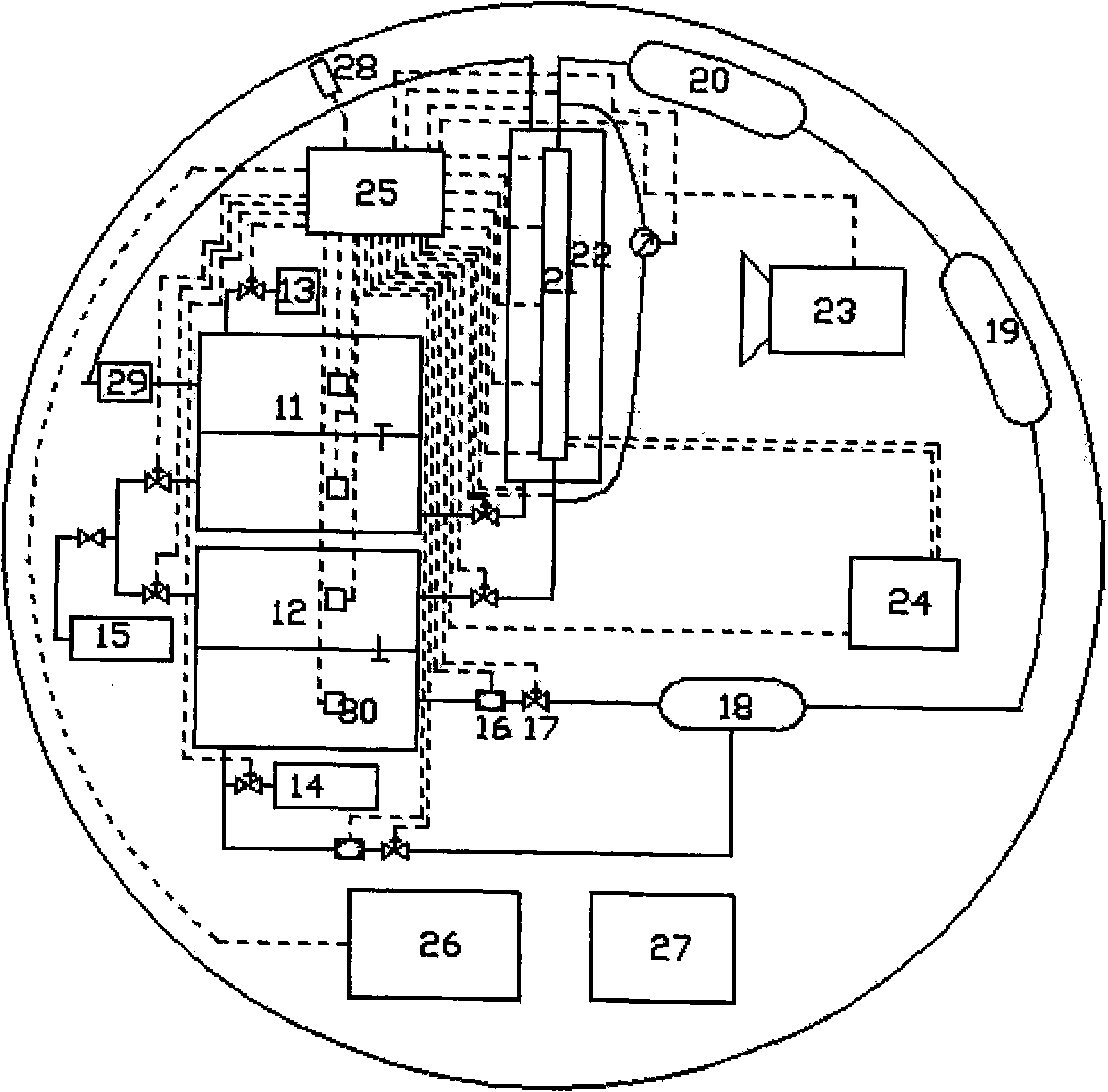 Ground simulation vapour condensation test device in the state of air movement load and method