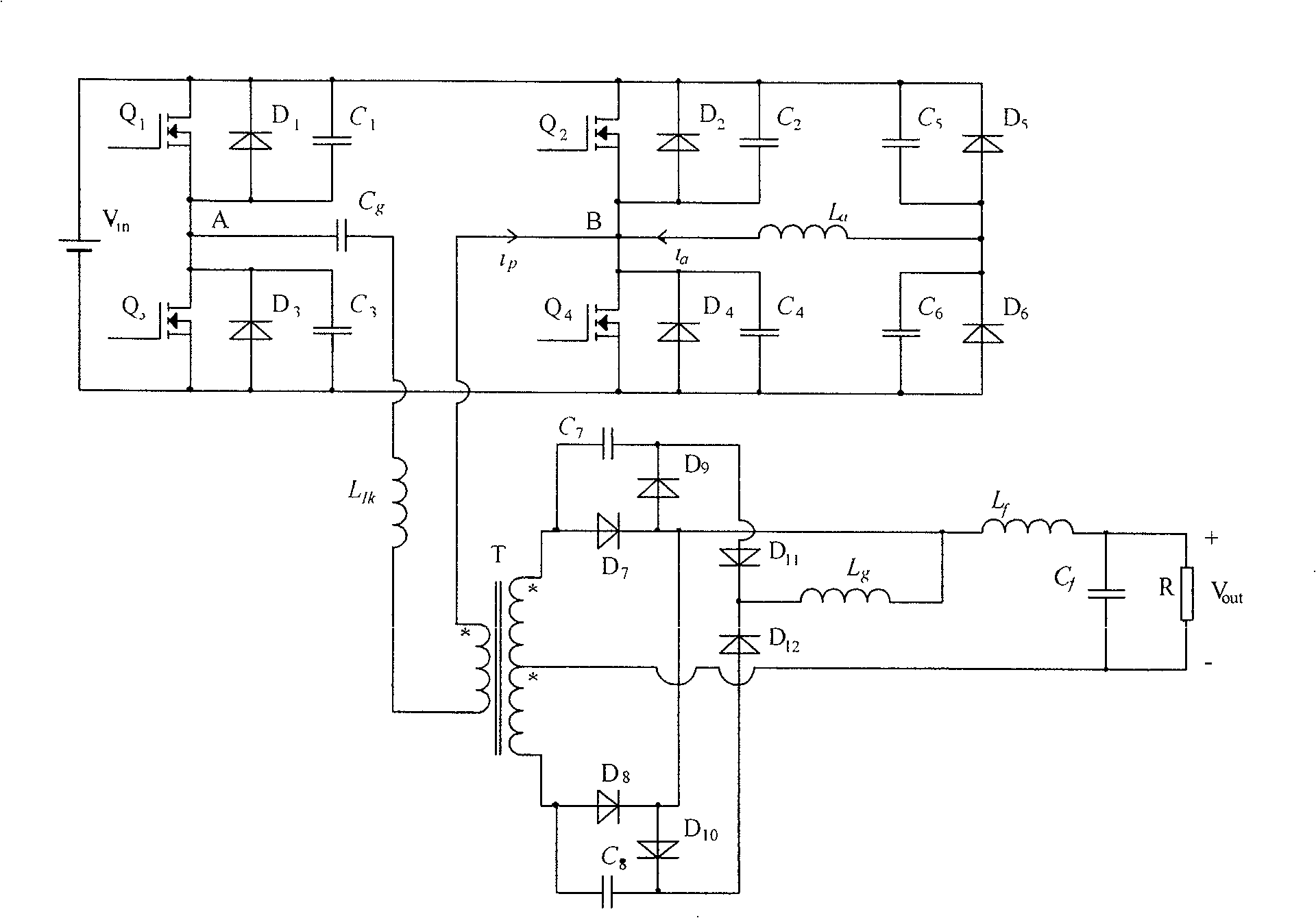 Nondestructive buffering zero-voltage soft switch full-bridged PWM DC-DC converter