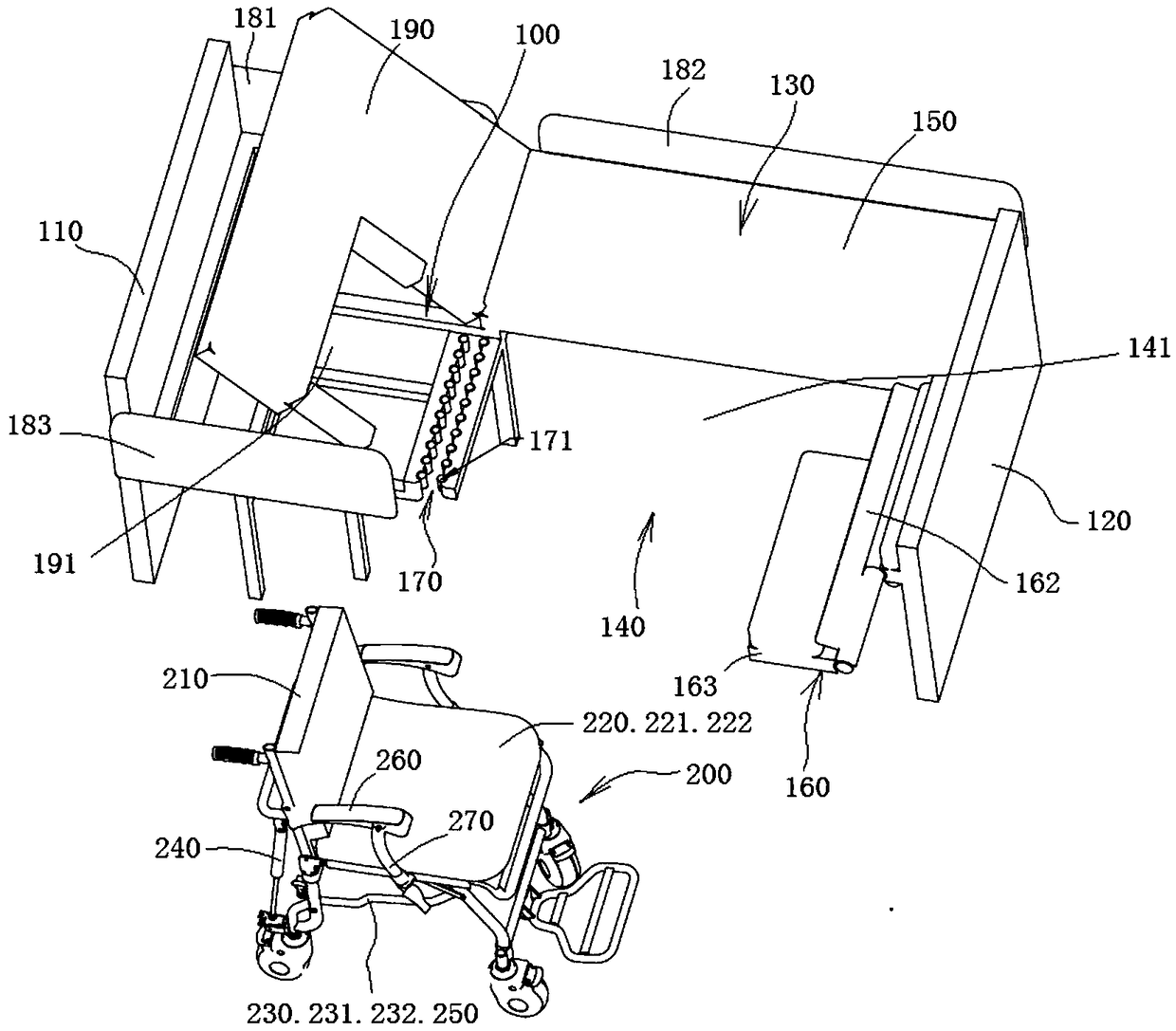 Wheelchair and nursing bed combined nursing appliance