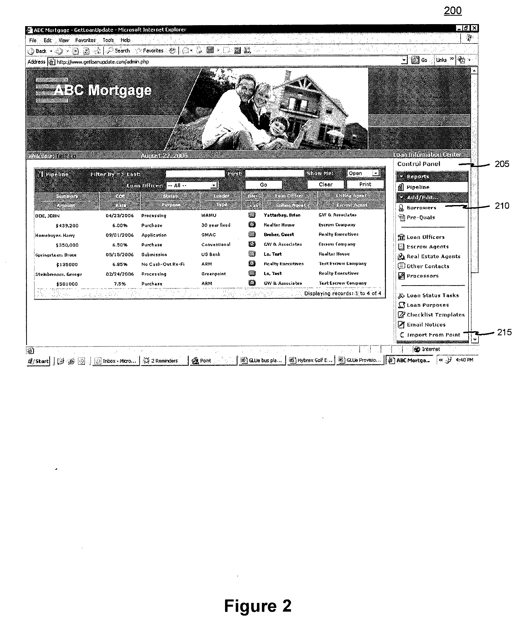 Loan status reporting system and method