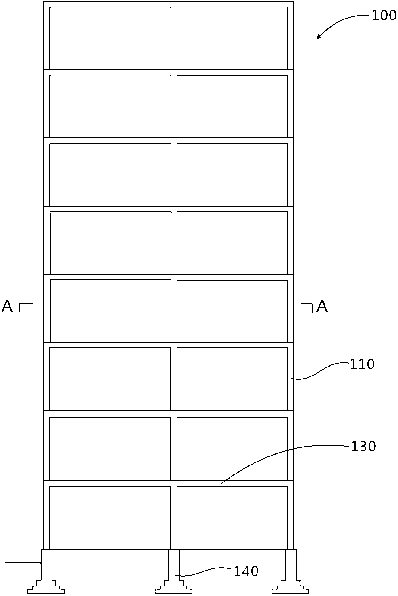 Slab column-shear wall structure building based on precast reinforced concrete hollow formworks and construction method thereof