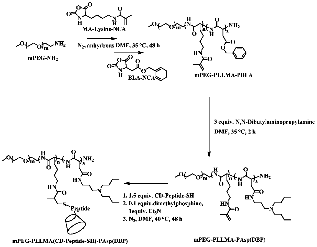 Triblock polymer, drug-loaded nano-micelle, nano-drug as well as preparation method and application of nano-drug