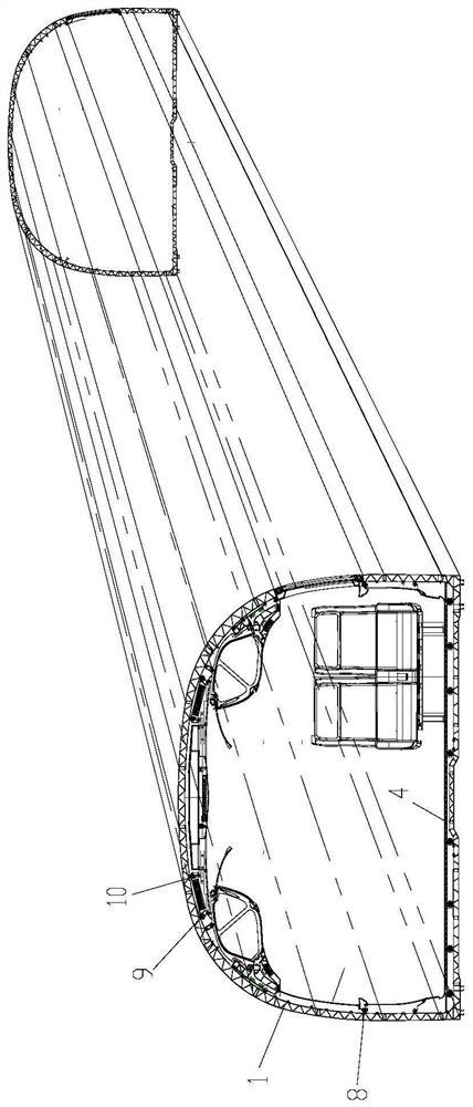 Full-floating carriage structure and railway vehicle