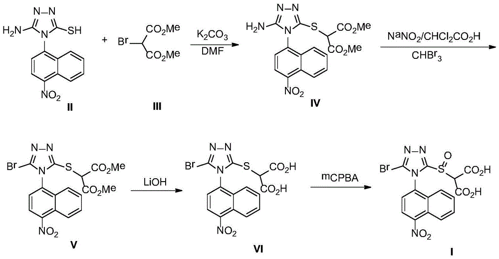A nitro-substituted triazole sulfinyl malonate compound, its preparation method and use