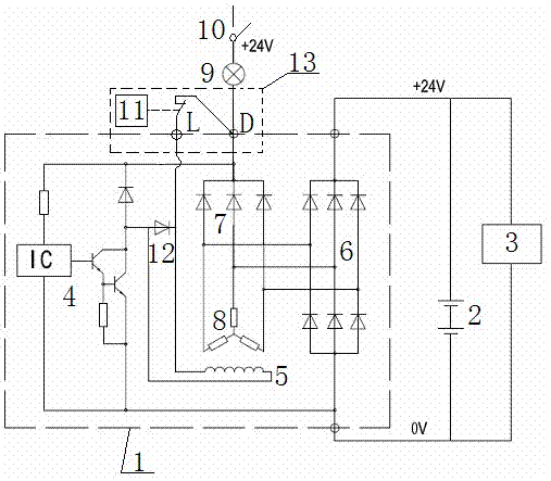 Control circuit for power generator for hazardous article transport vehicle