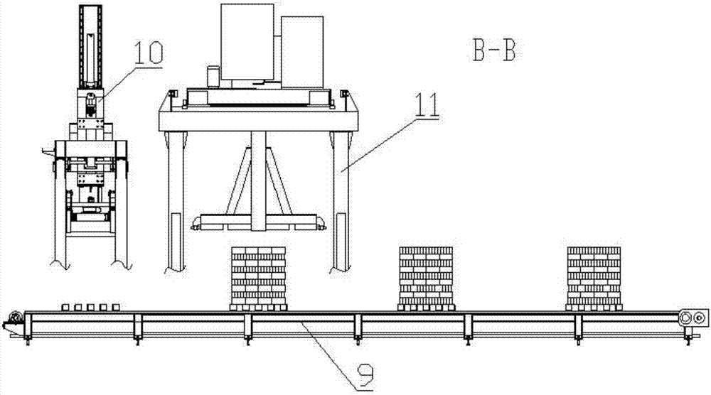 Automatic packaging method and device for standard bricks