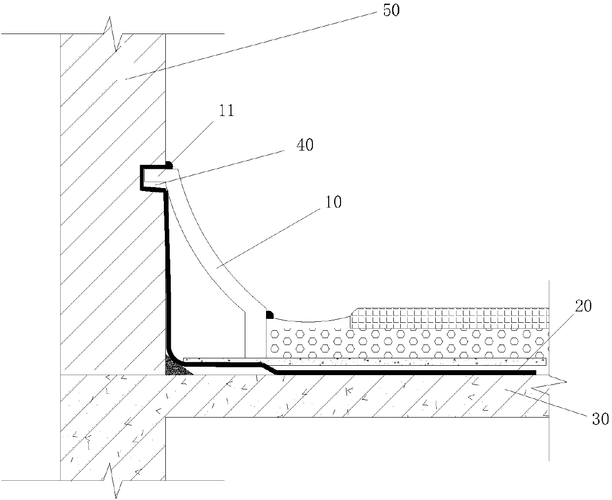 Constructing method for flashing structure of parapet wall