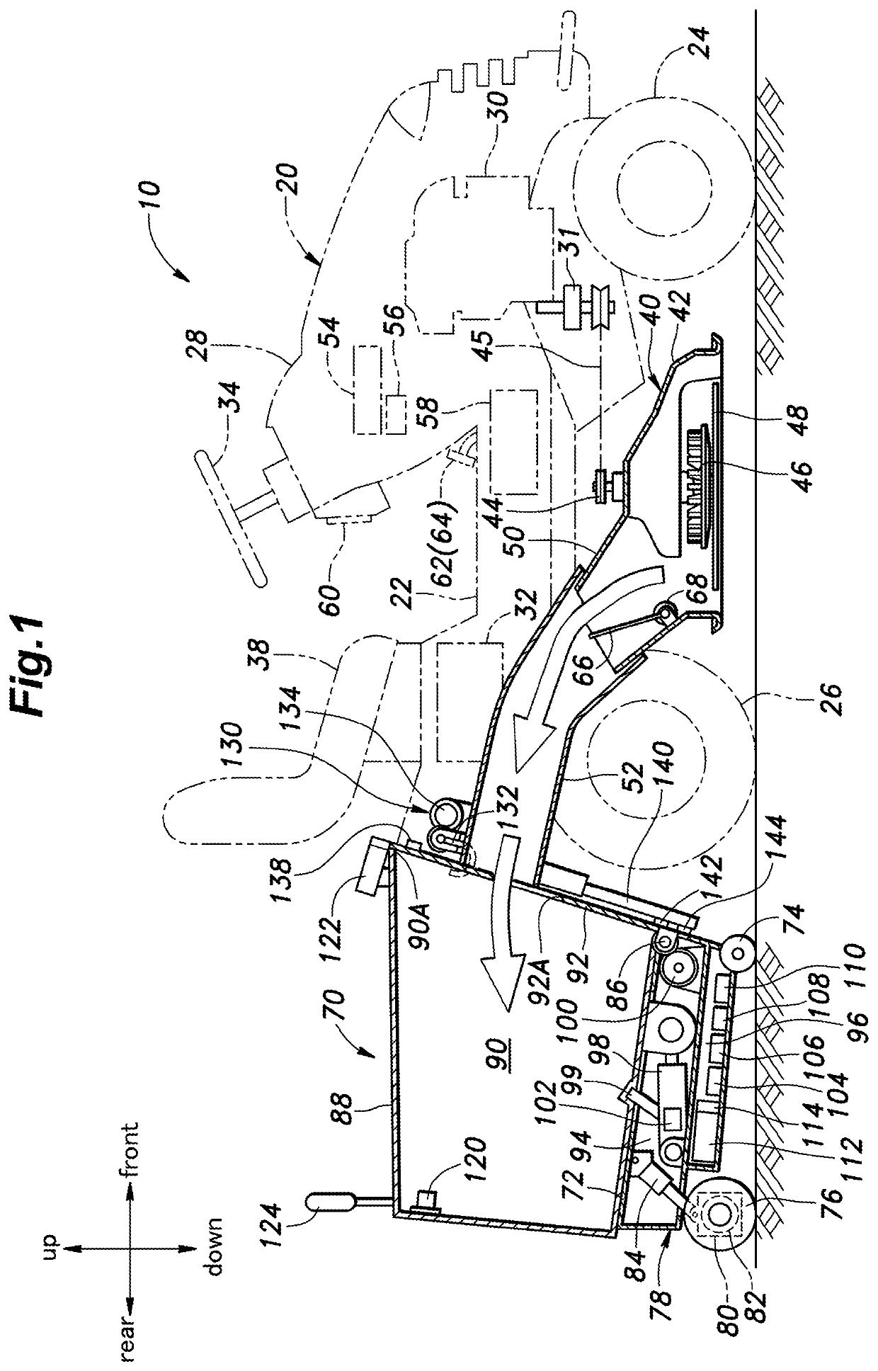 Work equipment with container lifting device