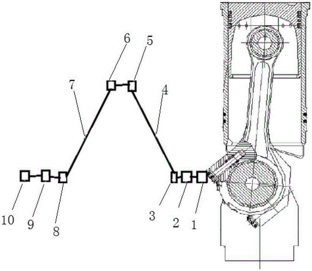Lead type thermocouple piston surface temperature measurement connecting rod lead structure