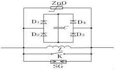 Short-circuit fault limiter based on rectifier capacitor current nature commutation