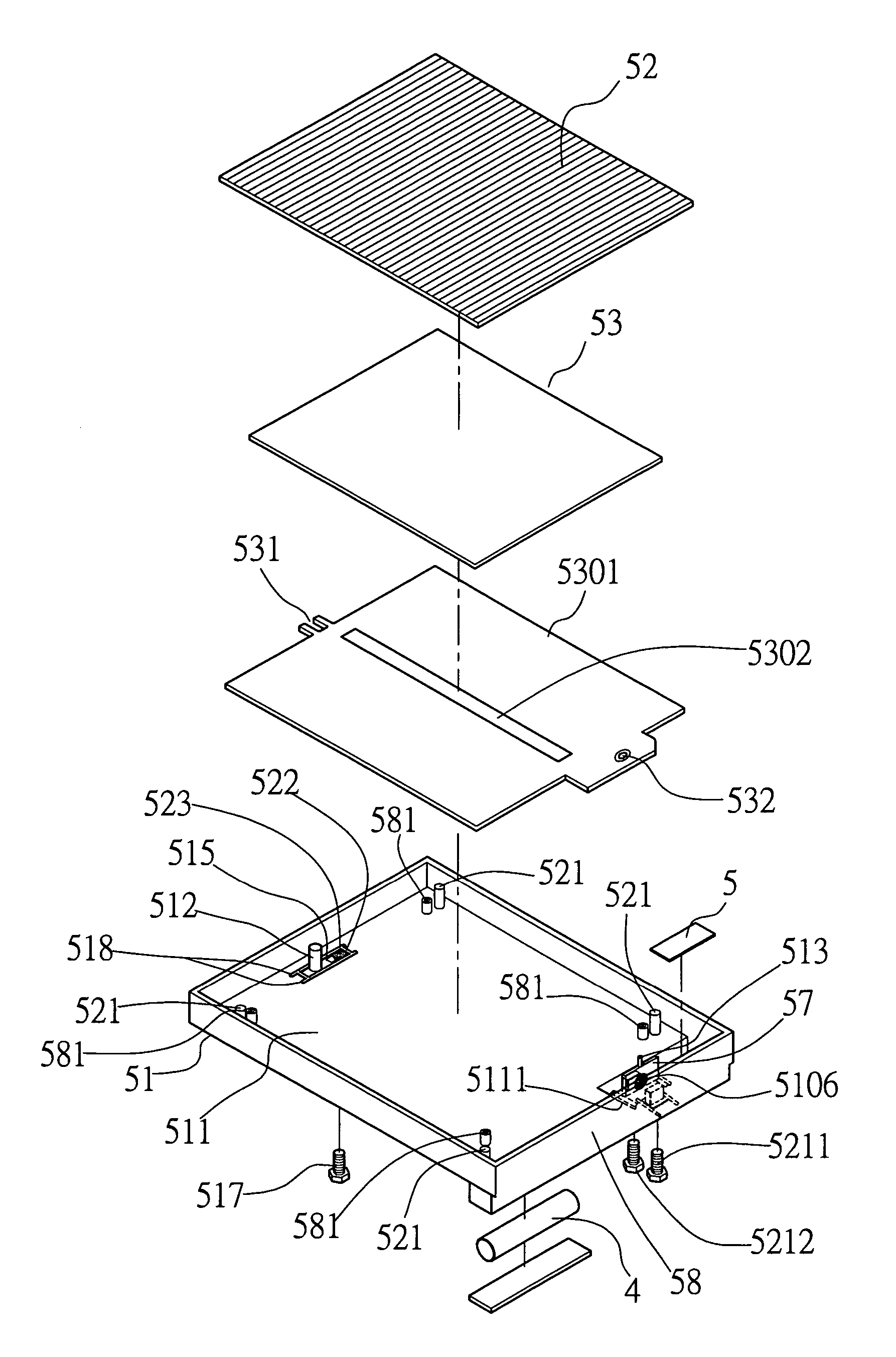 Display frame for two pictures changing at fixed positions