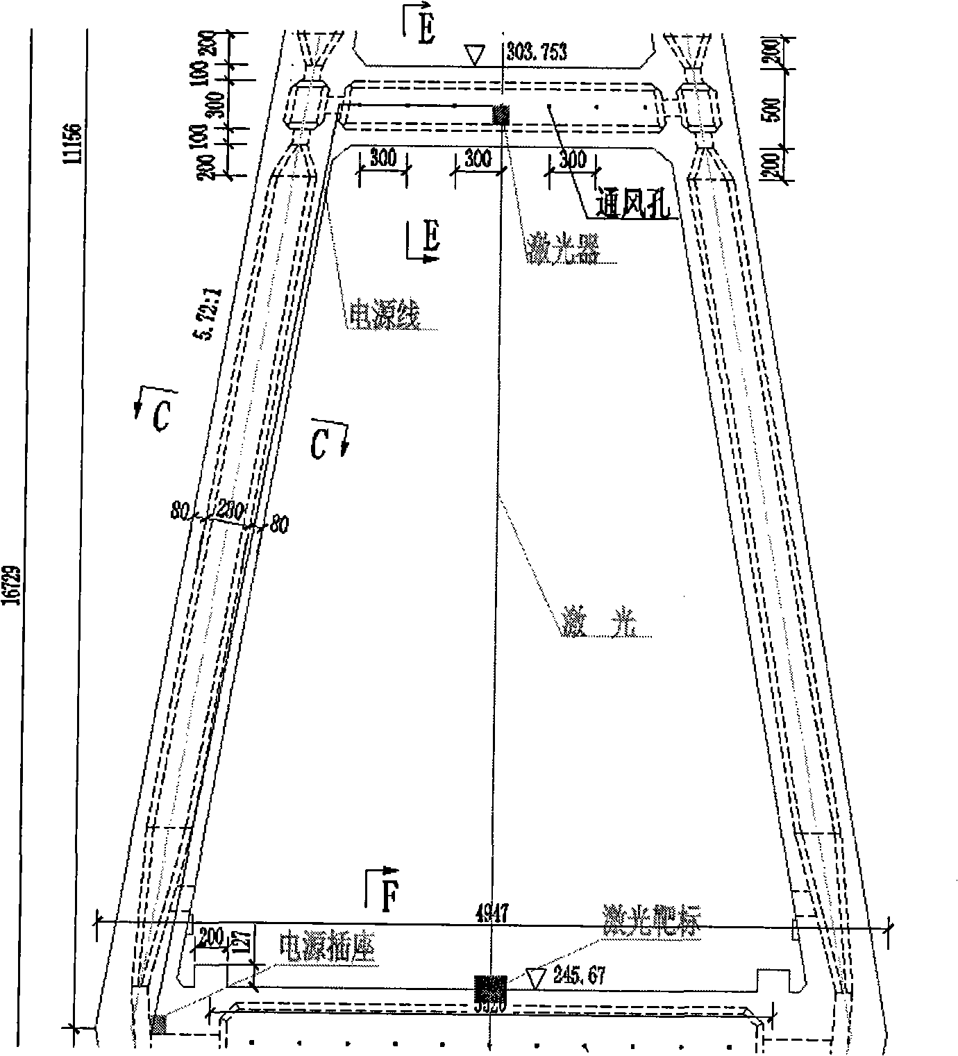 Great structure horizontal two-dimensional displacement automatic measuring equipment and method