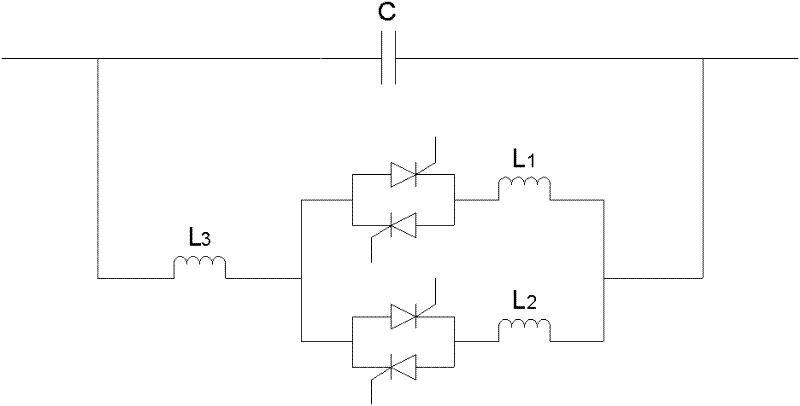 Controllable series compensation device based on parallel connection of double TCR (Thyristor Controlled Reactor) branch circuits and control method thereof