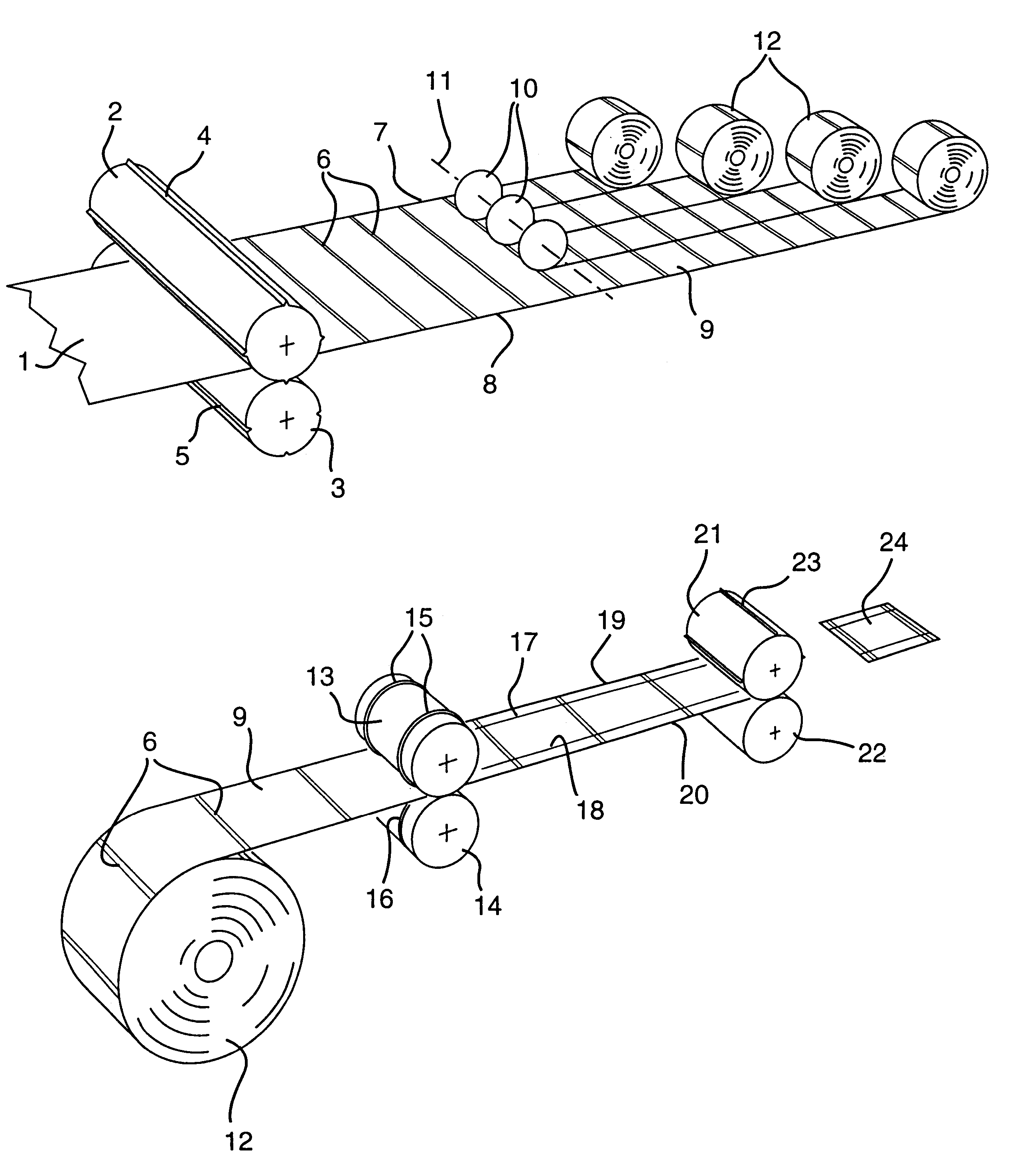 Method of producing crease-lined packaging material