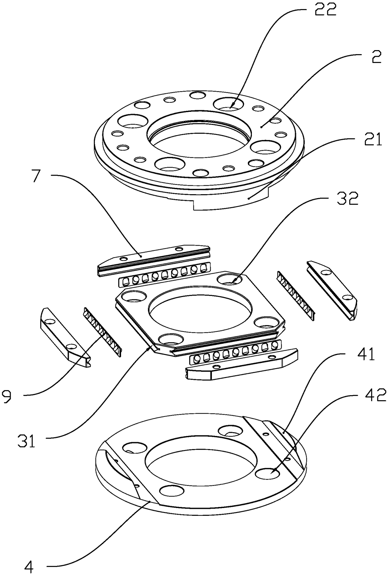 Sliding plate driving assembly with mixed movement