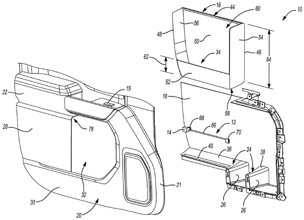 Vehicle door assembly including a storage box translatable in a fore-aft direction