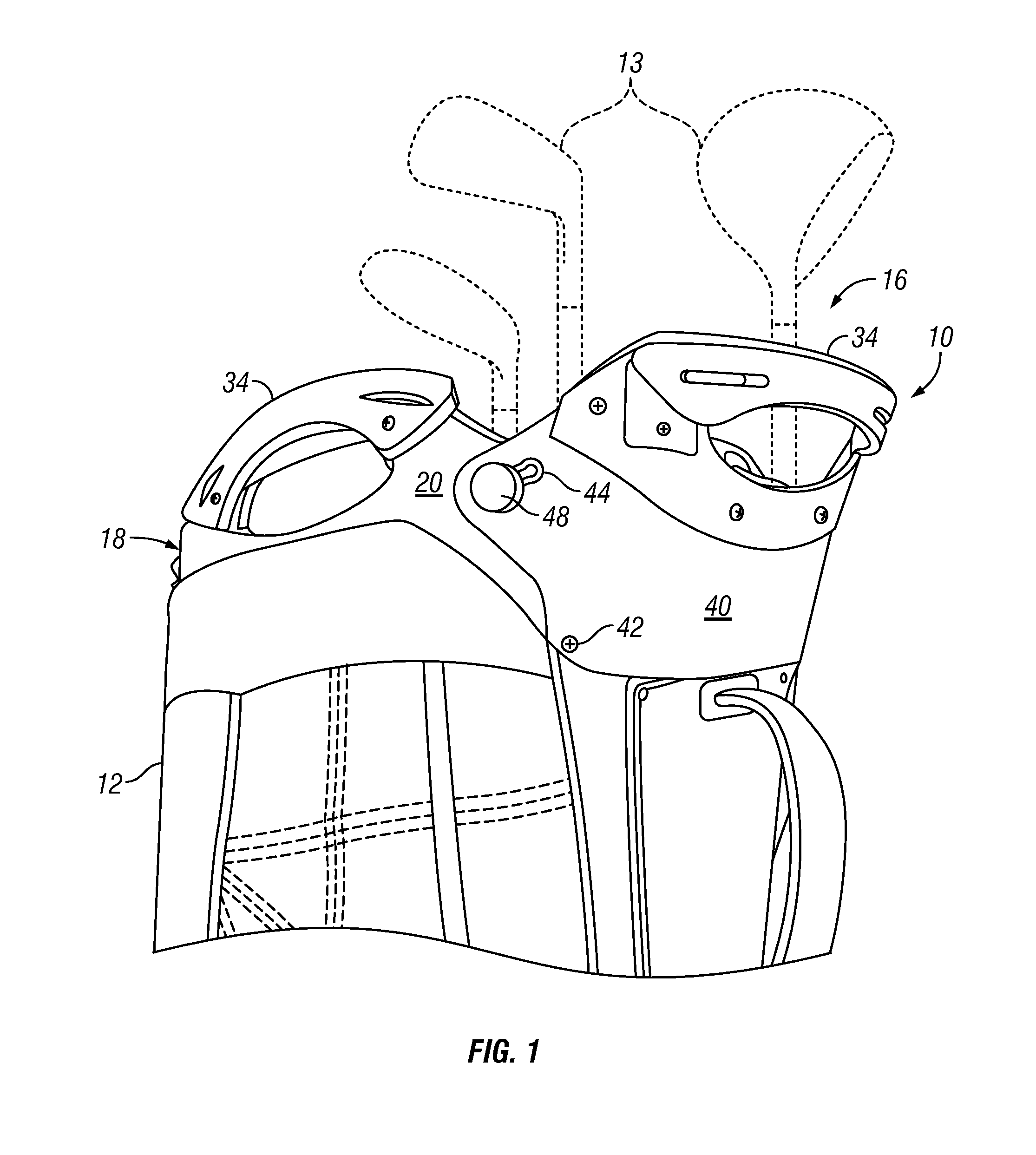 Golf bag with expandable collar apertures