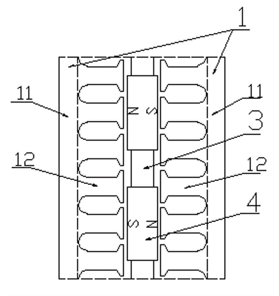 Double stator disk motor without rotor yoke