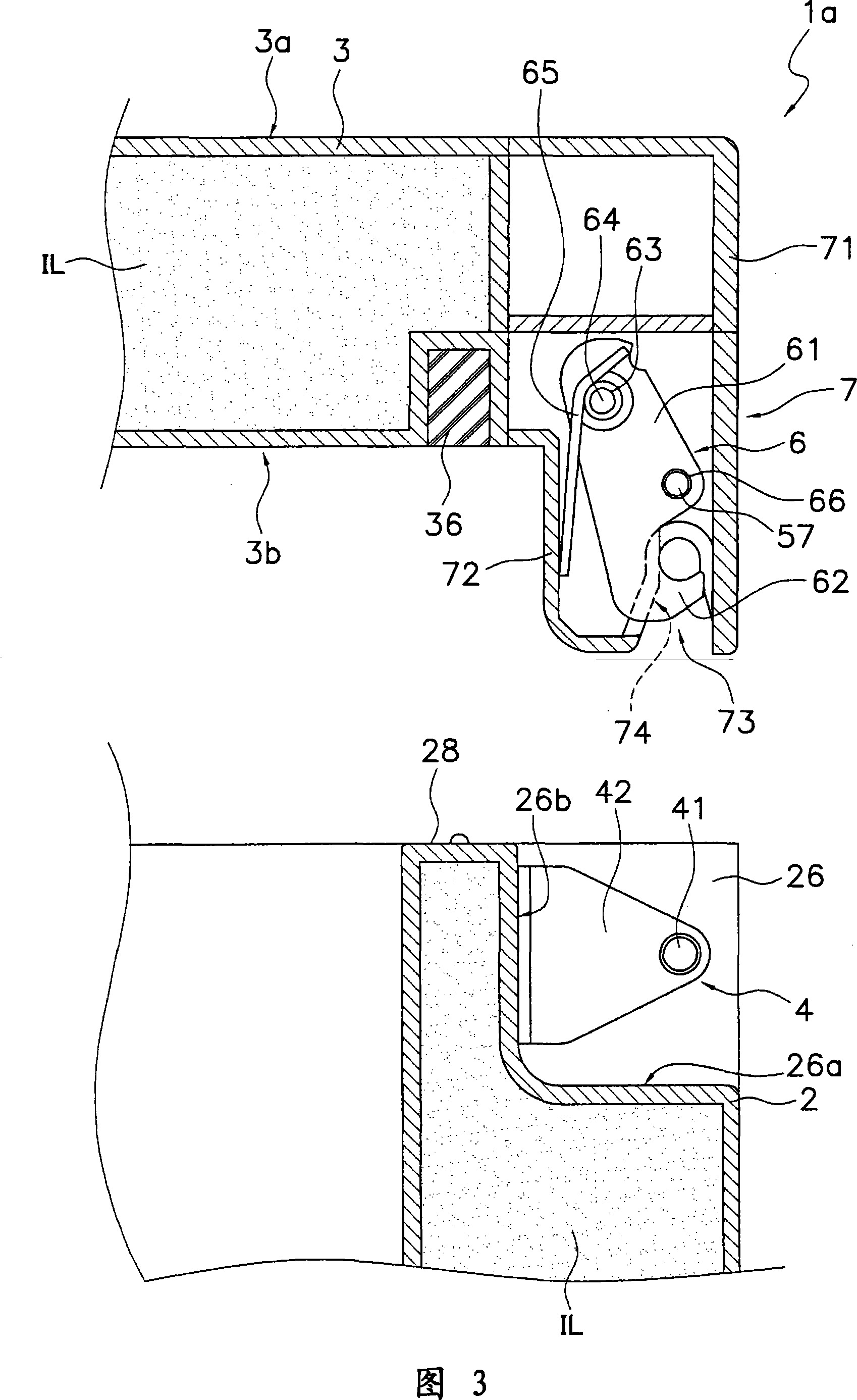 Open and close device for thermal insulating box