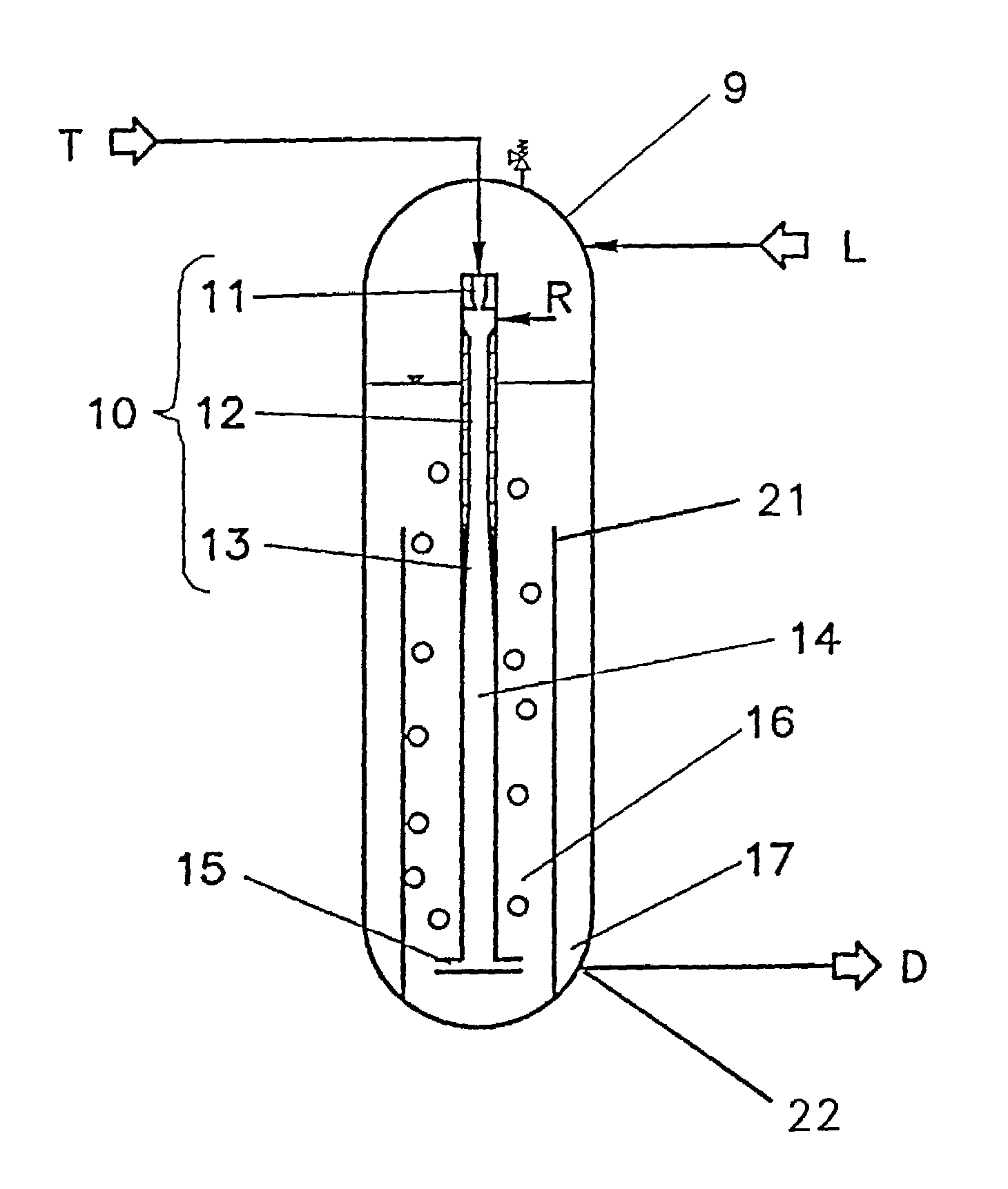 Process and device for aerating a liquid with gas