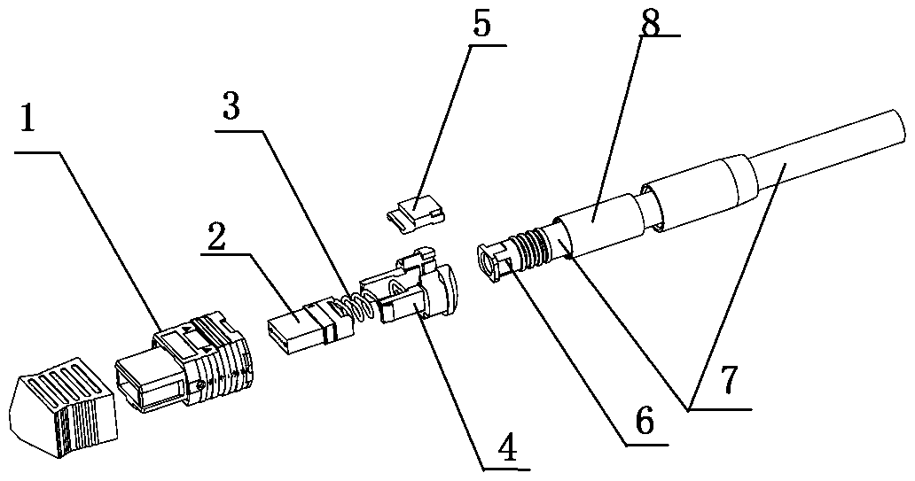 Optical cable connecting shell assembly and optical cable connector