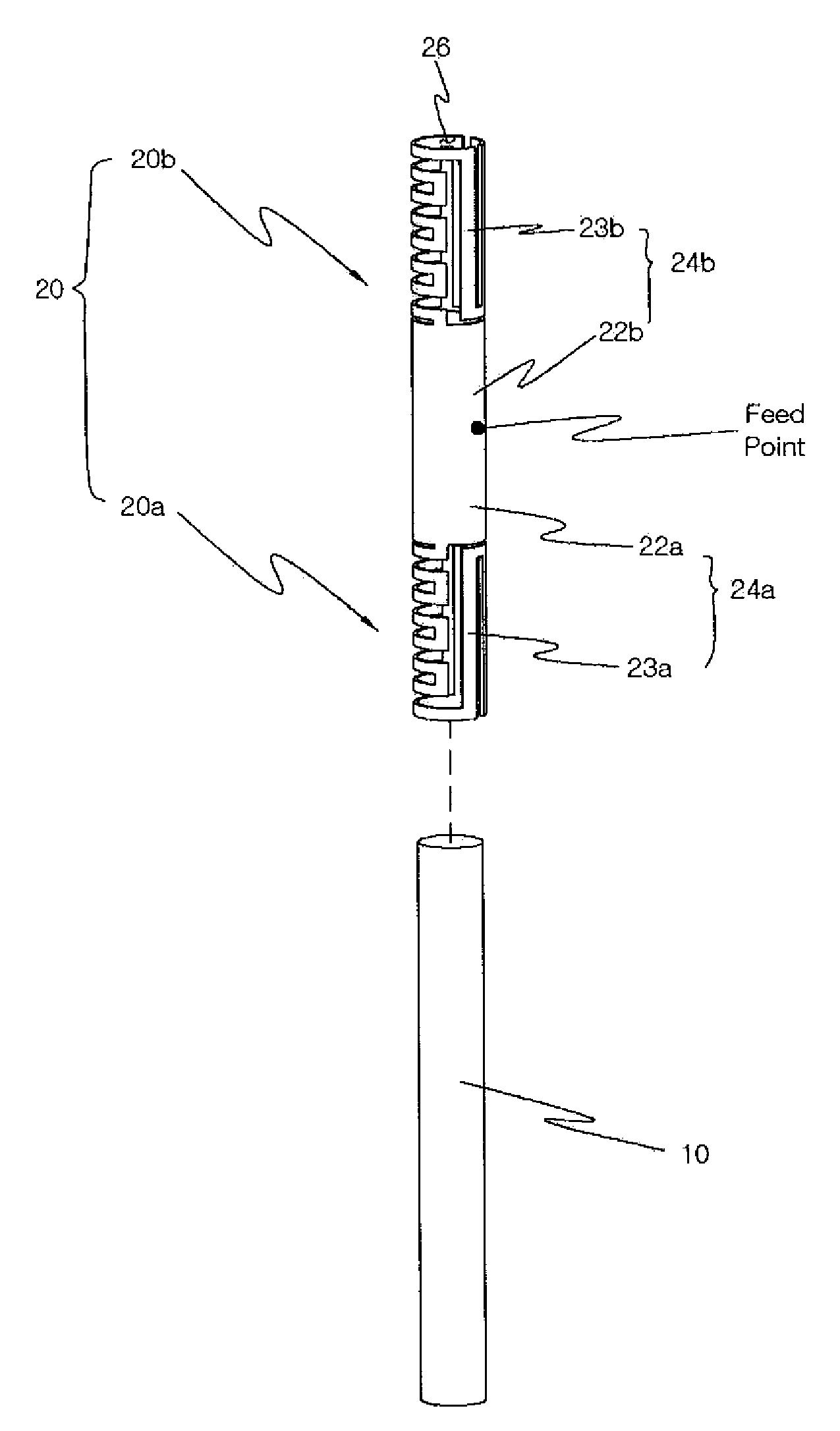 Embedded chip antenna having complementary radiator structure