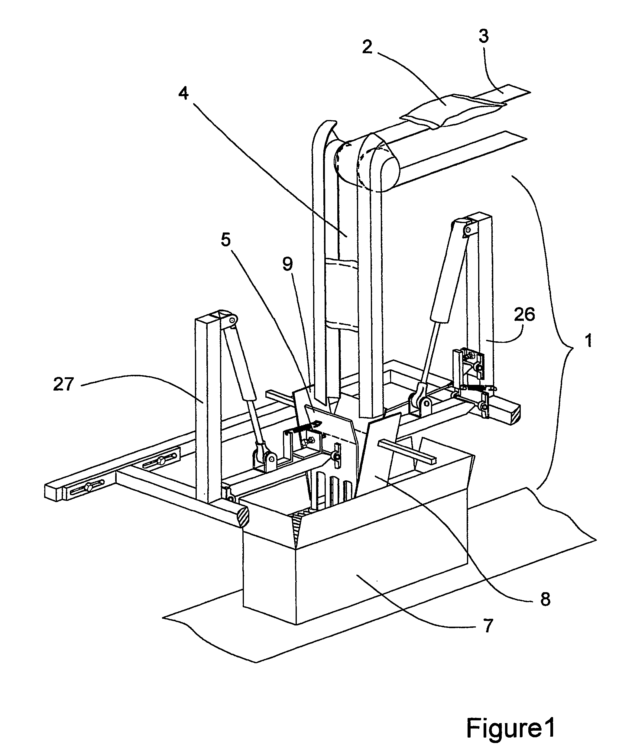 Device for filling a container with a plurality of objects