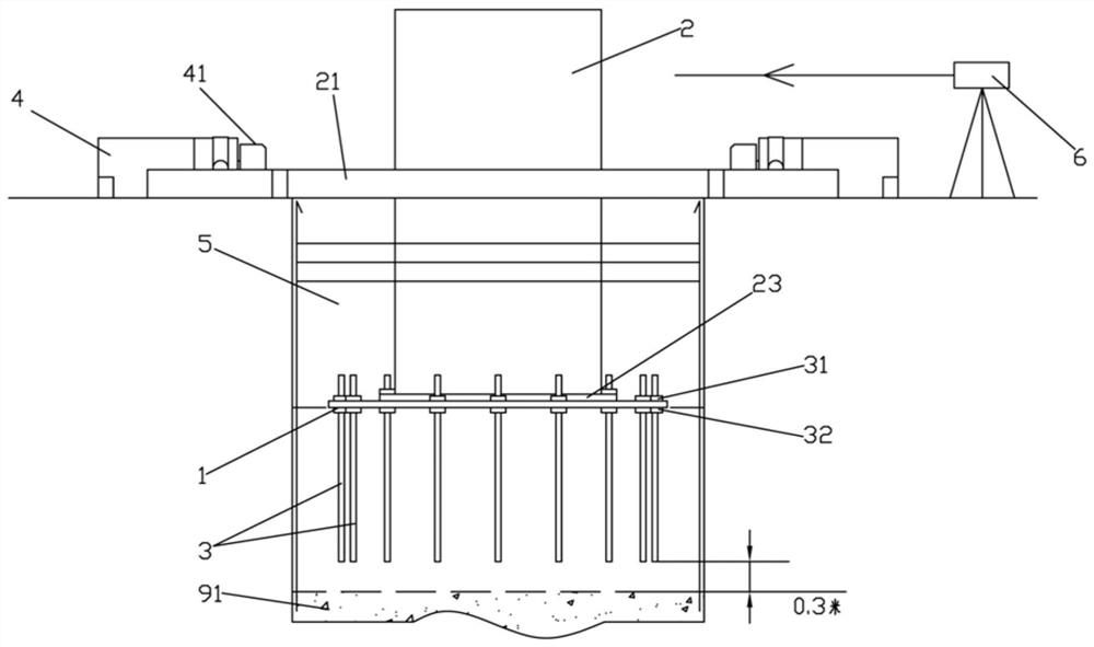 Steel pipe pile embedded type column foot foundation bolt positioning construction method
