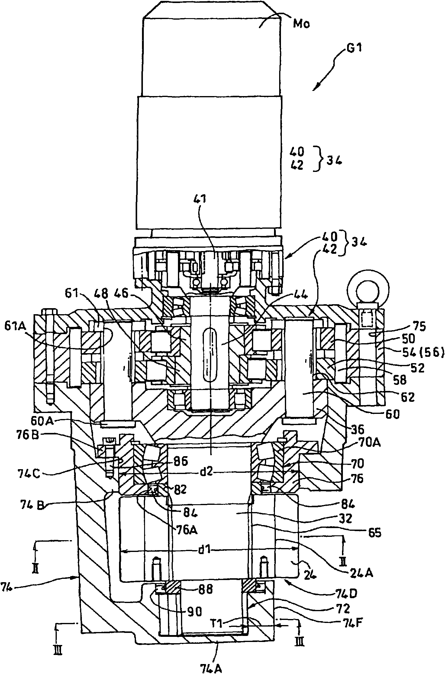 Decelerator with output pinion of wind power generation system